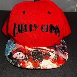 Six Flags Exclusive Harley Quinn Red Snapback Cap ( Has Writing On The Inside)